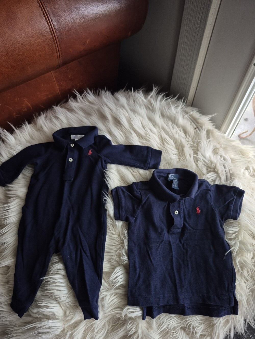 Ralph Lauren Navy Baby Polo Romper and Short-Sleeve Polo Set